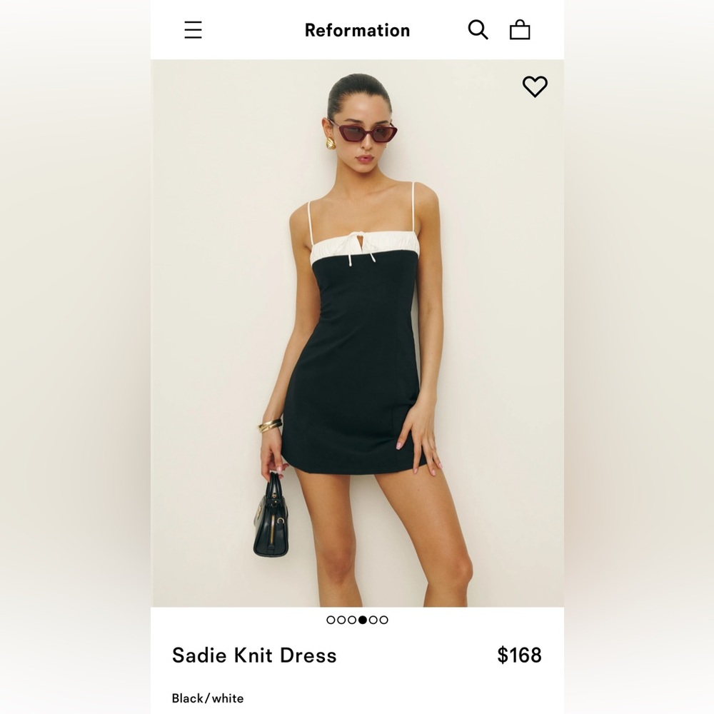 NWOT Reformation Sadie Knit Dress (Medium) black & white
